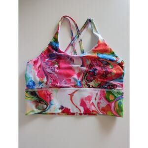 Sisters of Iron Sports Bra Watercolor Tie Dye Lifting Strappy Active Size M